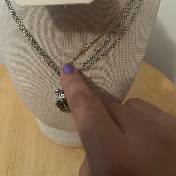 Brighton Lion's Eye Crystal Two Tone Multi Chain Necklace - Picture 6 of 7